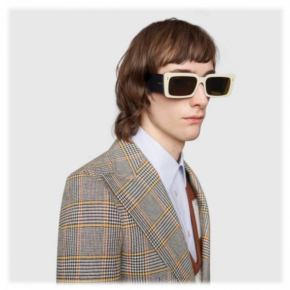 New GUCCI Acetate Rectangular Flap GG0543S Sunglasses White Black